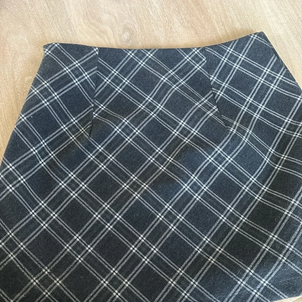 Plaid A-Line Skirt - Black and Gray - Picture 2 of 5